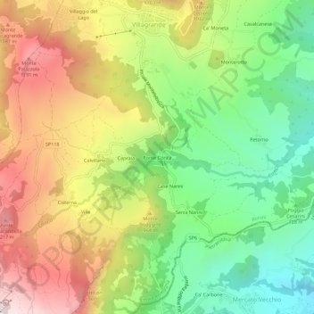 Ponte Conca topographic map, elevation, terrain