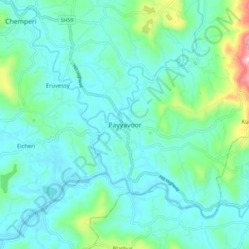 Payyavoor topographic map, elevation, terrain