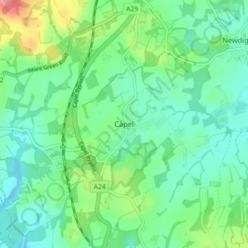 Capel topographic map, elevation, terrain