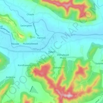 Paud topographic map, elevation, terrain