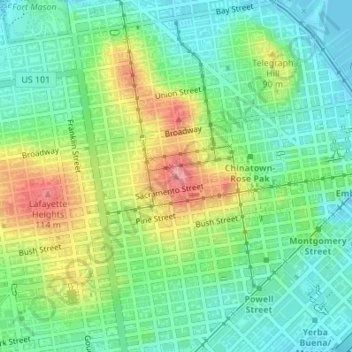 Nob Hill topographic map, elevation, terrain