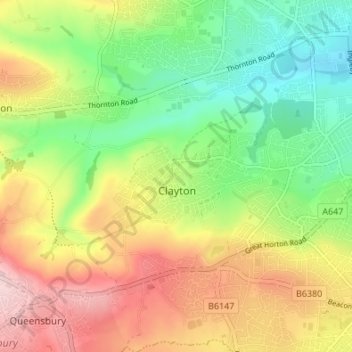 Broad Folds topographic map, elevation, terrain