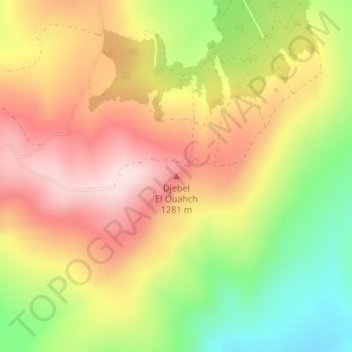 Djebel El Ouahch topographic map, elevation, terrain