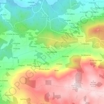 San Pantaión topographic map, elevation, terrain