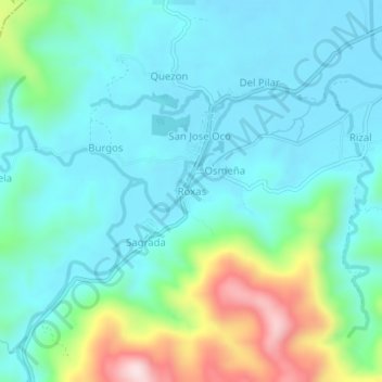 Roxas topographic map, elevation, terrain