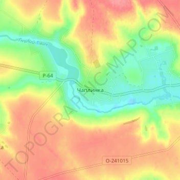 Chaplynka topographic map, elevation, terrain