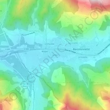 Le Plan topographic map, elevation, terrain