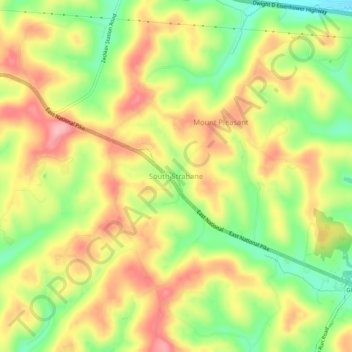 South Strabane topographic map, elevation, terrain