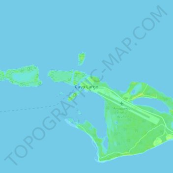 Cayo Largo topographic map, elevation, terrain