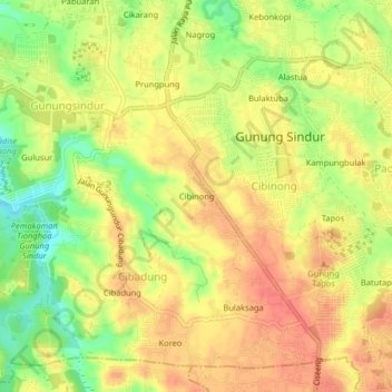 Cibinong topographic map, elevation, terrain
