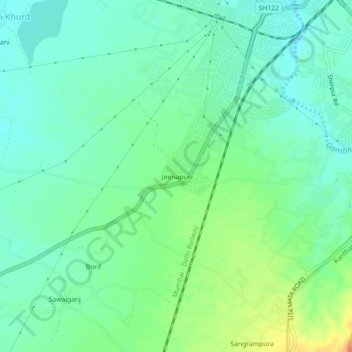 Jeenapur topographic map, elevation, terrain