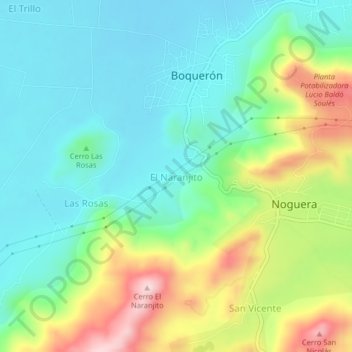 El Naranjito topographic map, elevation, terrain