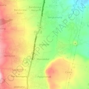 Manislor topographic map, elevation, terrain