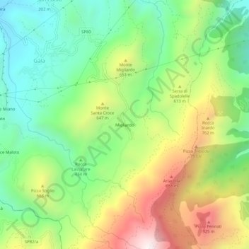 Migliardo topographic map, elevation, terrain