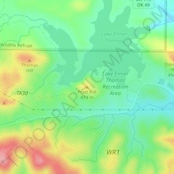 Pratt Hill topographic map, elevation, terrain