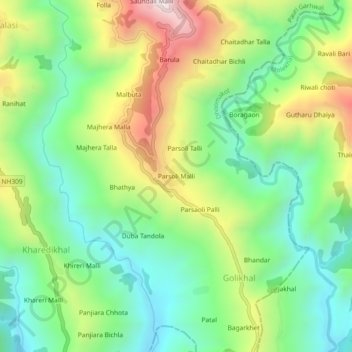 Parsoli Malli topographic map, elevation, terrain