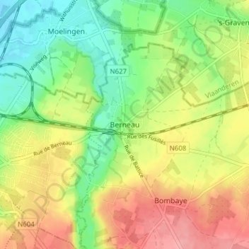Berneau topographic map, elevation, terrain