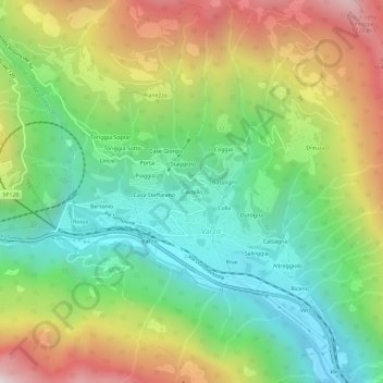 Castello topographic map, elevation, terrain
