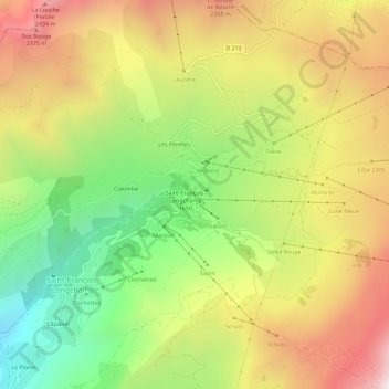 Longchamp topographic map, elevation, terrain