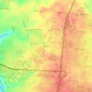 Bethany topographic map, elevation, terrain