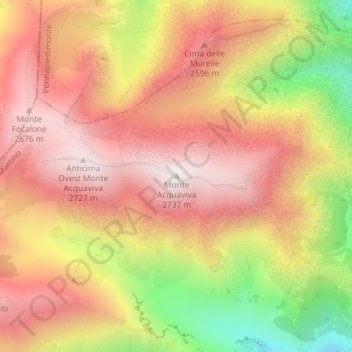Monte Acquaviva topographic map, elevation, terrain