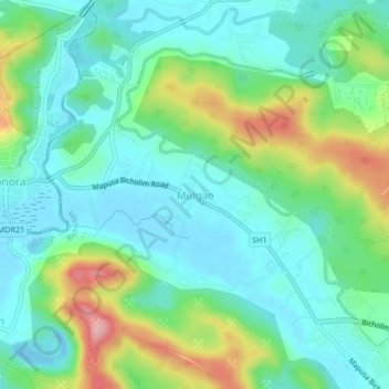 Mulgao topographic map, elevation, terrain