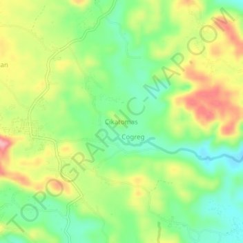 Cikatomas topographic map, elevation, terrain