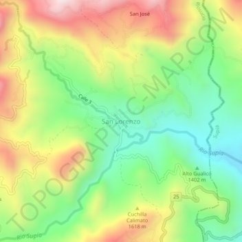 San Lorenzo topographic map, elevation, terrain