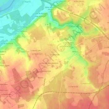 Les Neurayes topographic map, elevation, terrain