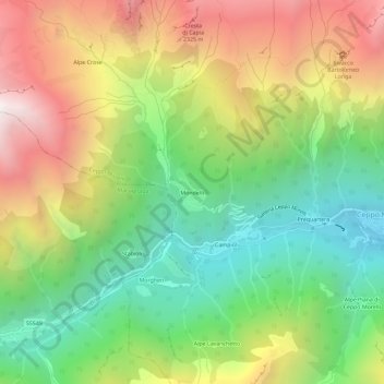 Mondelli topographic map, elevation, terrain