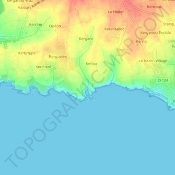 Porsac'h topographic map, elevation, terrain
