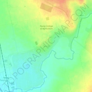 Taung topographic map, elevation, terrain