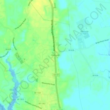 Ordinary topographic map, elevation, terrain