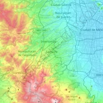 Santa Fe topographic map, elevation, terrain