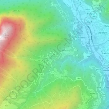 Contùra topographic map, elevation, terrain