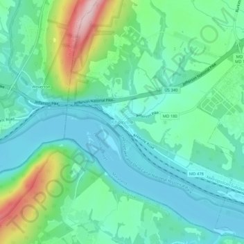 Knoxville topographic map, elevation, terrain