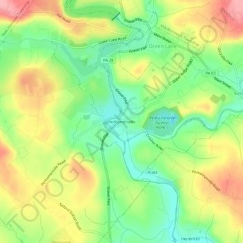 Perkiomenville topographic map, elevation, terrain