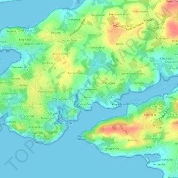 Guernevez topographic map, elevation, terrain