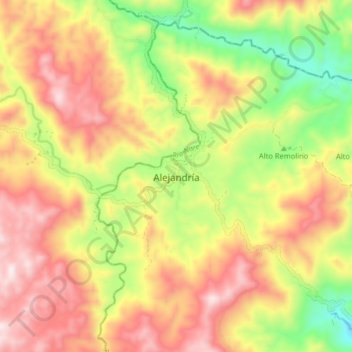 Alejandría topographic map, elevation, terrain