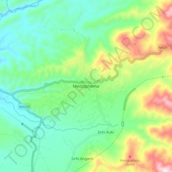 Medziphema topographic map, elevation, terrain