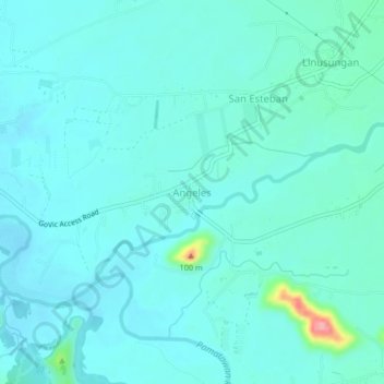 Angeles topographic map, elevation, terrain