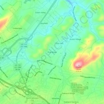 Pine Ridge topographic map, elevation, terrain