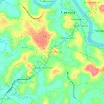Pookottuchola topographic map, elevation, terrain