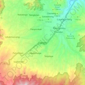 Ciwidey topographic map, elevation, terrain