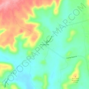 Arkadelphia topographic map, elevation, terrain