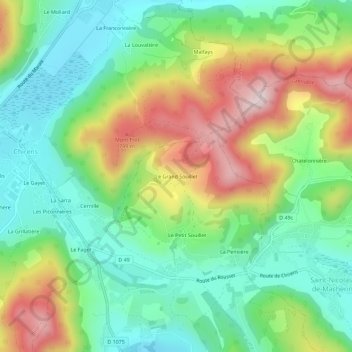 Le Grand Souillet topographic map, elevation, terrain