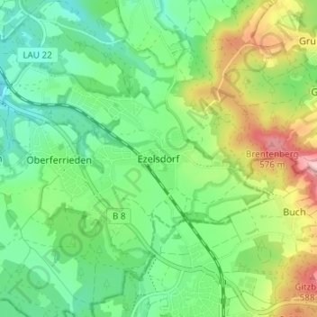 Ezelsdorf topographic map, elevation, terrain