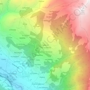 Challancin topographic map, elevation, terrain
