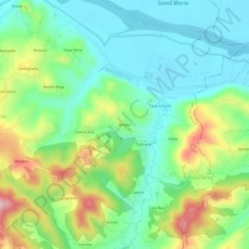Rivalta topographic map, elevation, terrain