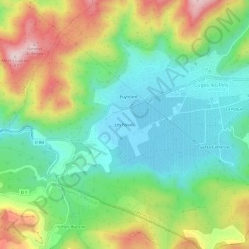 Les Paluds topographic map, elevation, terrain